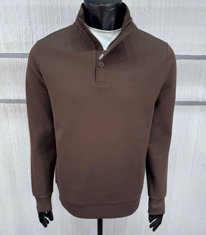 Fermuar ve Düğmeli Sweetshirt